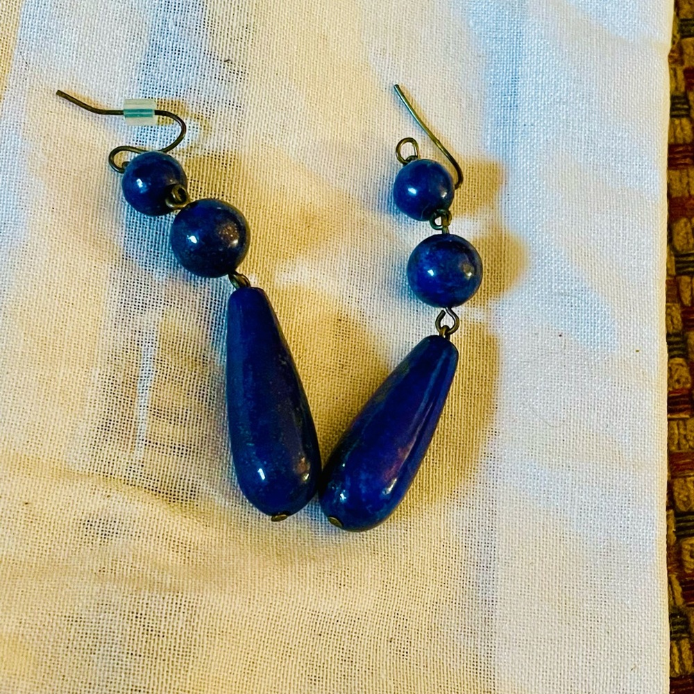 Antique Lapis drop earrings. Just stunning!